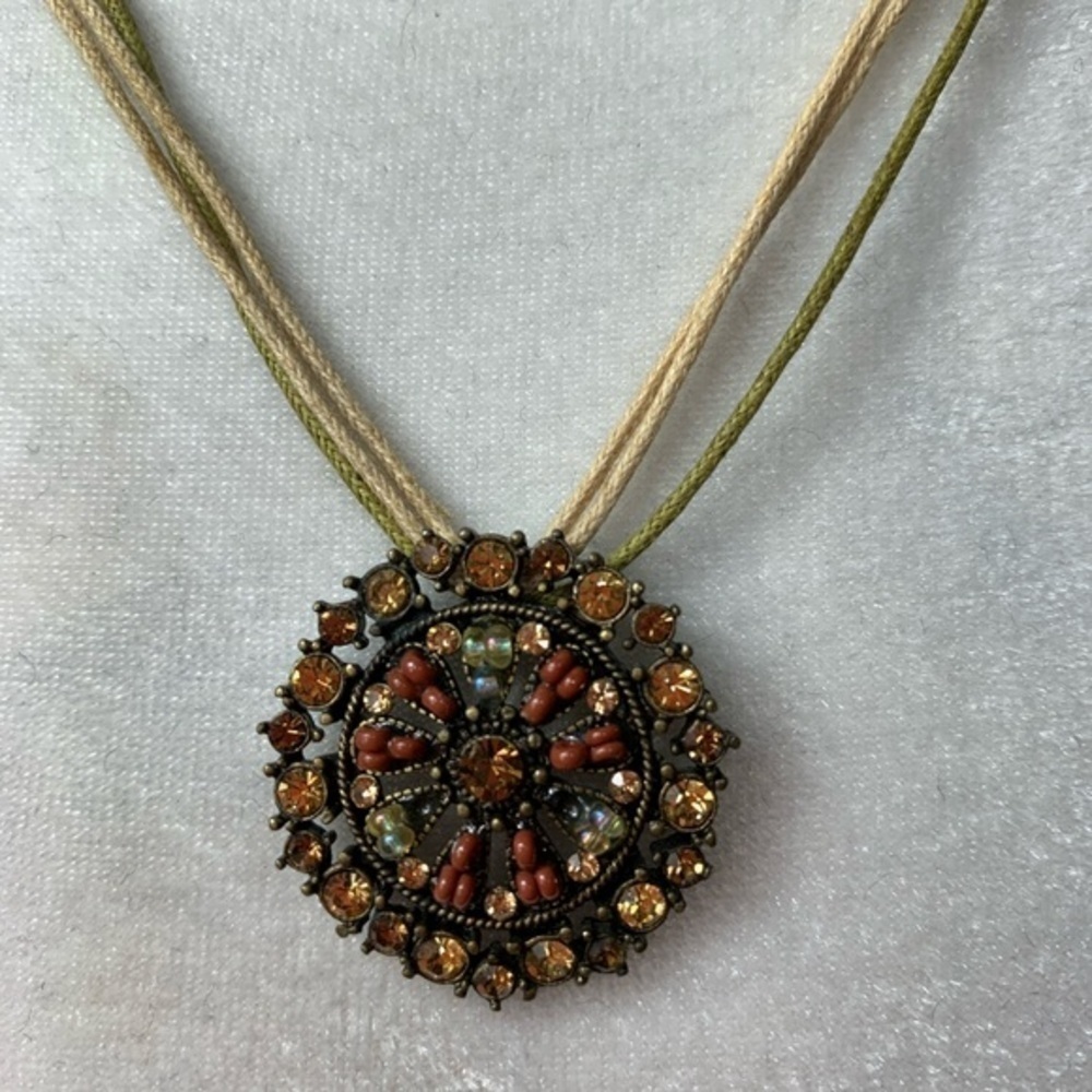 EUC Lia Sophia Brown Crystal Pinwheel Necklace